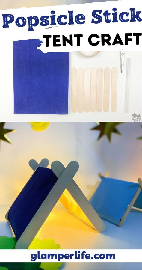 Popsicle Tent Craft Preschool, Popsicle Stick Tent Craft, Popsicle Tent Craft, Build A Tent Stem Activity, Tent Crafts For Preschool, Abraham Tent Craft, Miniature Tent Diy, Paper Tent Craft, Camp Theme Crafts