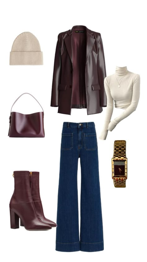 Fall outfit inspiration Burgundy Jacket Outfit, Burgundy Outfit, Burgundy Jacket, Fall Outfit Inspiration, Outfit Check, Trendy Fall Outfits, Fall Fits, Outfit Inspo Fall, Casual Style Outfits