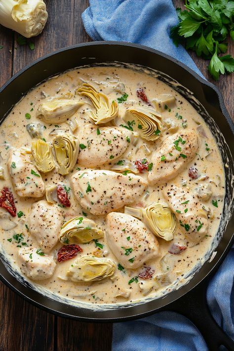 Tasty Chicken Breast with Artichoke Hearts Chicken Thigh And Artichoke Recipes, Crockpot Chicken With Artichokes, Chicken Thigh Artichoke Recipes, Creamy Chicken Florentine Artichoke, Artichoke Chicken Recipes, Recipes With Artichoke Hearts, Chicken With Artichoke Hearts, Chicken Artichoke Recipes, Lemon Artichoke Chicken