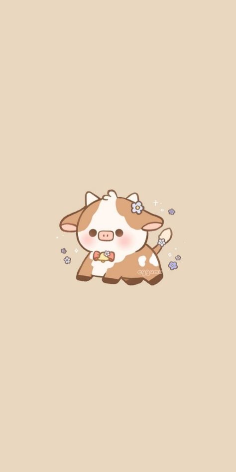 Cute Sheep Wallpaper Aesthetic, Cow Drawing Wallpaper, Cute Cow Wallpaper Cartoon, Cow Cute Wallpaper, Kawaii Cow Wallpaper, Cute Cow Background, Cute Cow Wallpaper Aesthetic, Cute Cow Wallpapers, Cow Wallpaper Aesthetic