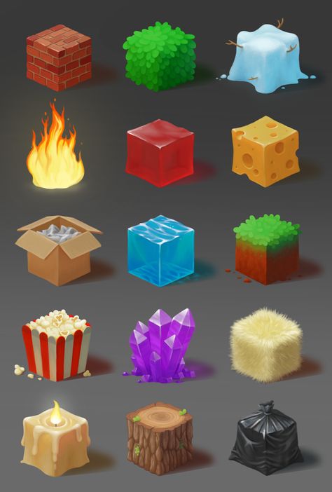 ArtStation - Material study 1 Material Studies Art, Texture Study, Isometric Cube, Cube Games, Texture Drawing, Hand Painted Textures, Digital Art Beginner, Game Ui Design, Ipad Art