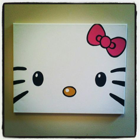 DIY Hello Kitty Canvas Painting...totally making this for my future Hello Kitty lover Hello Kitty Canvas Painting, Hello Kitty Canvas, Hello Kitty Painting, Diy Hello Kitty, Kitty Painting, Hello Kitty Bedroom, Mini Toile, Hello Kitty Rooms, Hello Kitty Crafts