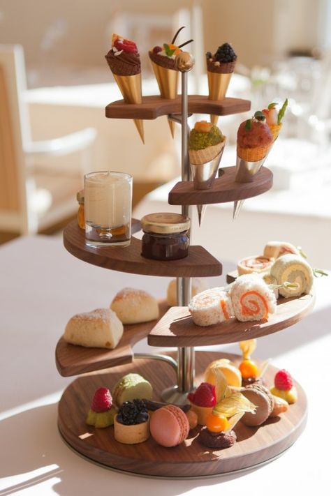 ✿⊱ Afternoon Tea Stand, St Moritz Switzerland, English Afternoon Tea, Afternoon Tea Set, High Tea Party, Afternoon Tea Parties, Food Displays, St Moritz, Tea Sandwiches