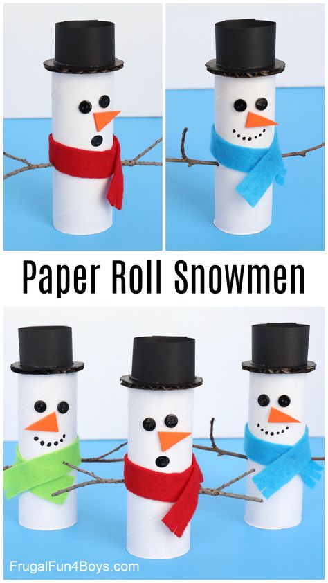 Snowman Crafts Diy, Snowman Craft, Rolled Paper Art, Toilet Paper Tube, Toilet Paper Crafts, Holiday Crafts Diy, Toilet Paper Roll Crafts, Paper Roll Crafts, Winter Crafts For Kids