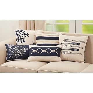 Throw Pillow With Rope Appliqué - Bed Bath & Beyond - 31666203 Applique Pillows, Coral Design, Nautical Design, Design Square, Lumbar Throw Pillow, Blue Pillows, Cotton Pillow, Designer Pillow, Online Home Decor Stores