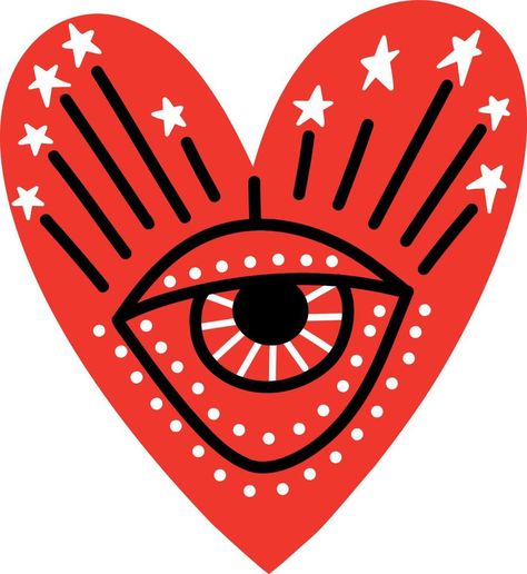 Magical heart with eye. Valentines Day heart in modern doodle style Heart Card Design, Eyes Graphic Design, Hearts With Eyes, Eye Valentines, Heart With Eyes, Valentines Day Design, Christmas Logo, Heart Image, Heart Eye