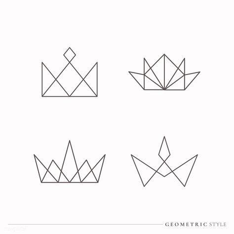 Luxurious geometric crown design collection vector | free image by rawpixel.com / Aew Geometric Crown Tattoo, Crown Drawings, Crown Abstract, Geometric Crown, Crown Icon, Origami Logo, Crown Illustration, Vegas Tattoo, Geometric Diamond Design