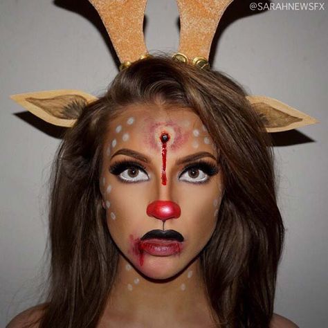 25 Deer Makeup Ideas for Halloween 2019 | StayGlam Halloween Deer Makeup, Deer Costume Makeup, Deer Halloween Makeup, Deer Makeup Tutorial, Reindeer Makeup, Makeup Ideas For Halloween, Makeup Suggestions, Deer Makeup, Natural Glam Makeup