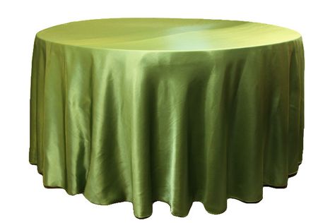 Satin 132" Round Tablecloth - Clover (new tone) 120 Round Tablecloth, Folding Chair Covers, Willow Green, Table Overlays, Elegant Table Settings, Mantel Redondo, Lace Tablecloth, Satin Color, Green Satin