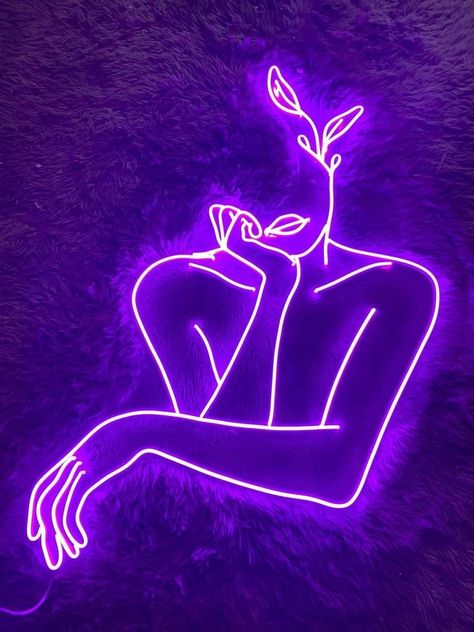 Woman Neon Sign, Acrylic Neon Sign, Neon Woman, Purple Neon Sign, Lights For Wall, Wall Bedroom Decor, Girls Vibes, Venue Design, Lovecore Aesthetic