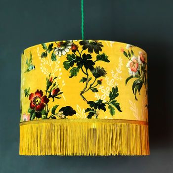 Colorful Lampshades, Velvet Lampshade, Floral Lampshade, Diy Lampe, Style Deco, Creative Lighting, Gold Line, Ceiling Pendant, Lamp Shades