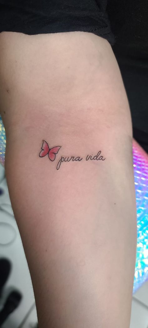 Tattoo pura vida butterfly Costa Rica Inspired Tattoos, Costa Rica Tattoo Ideas Travel, Fine Line Florida Tattoo, Costa Rican Tattoo Ideas, Pura Vida Tattoo Ideas, Costa Rica Tattoo Ideas Pura Vida, Pura Vida Tattoo Ideas Costa Rica, Pura Vida Tattoo Costa Rica, Costa Rica Tattoo Ideas