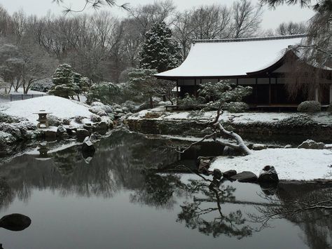 A light dusting of snow on a winter  morning at Shofuso Japanese House and garden Shofuso Japanese House And Garden, Japanese Estate, Castle Vibes, Dreamy Castle, Japanese Village, Winter Tea, House And Garden, Winter Morning, Japanese Gardens