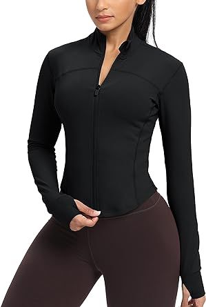 GYM RAINBOW Womens Zip Up Workout Jakcets Lightweight Slim Fit Running Athletic Jackets with Thumb Holes at Amazon Women’s Clothing store Workout Jackets, Gym Track, Corset Looks, Yoga Jacket, Workout Tops For Women, 1 Rose, Gym Tops, Running Jacket, Collar Designs