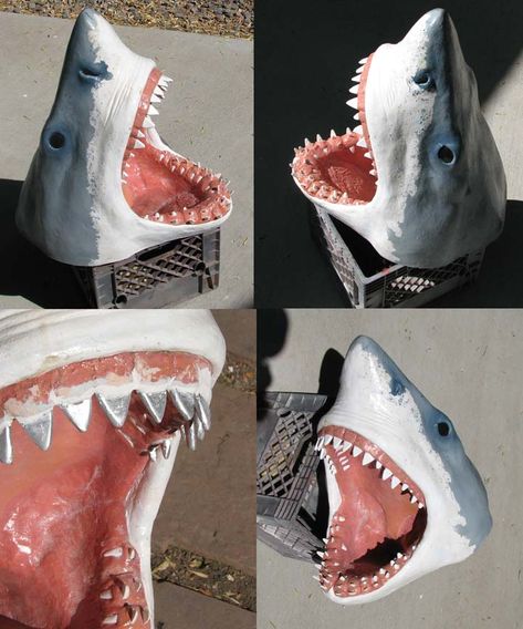 Paper Mache Shark Head, Shark Clay Sculpture, Clay Shark, Denver Aquarium, Wooden Shark, Shark Sculpture, Clay Projects For Kids, Easy Clay Sculptures, Shark Head