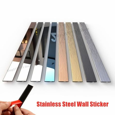 1 Roll Mirror Wall Sticker Stainless Steel Decorative Line Gold Tv Background Ceiling Edging Strip Wall Decorations Living Room - Wall Stickers - AliExpress Wall Decorations Living Room, Mirror Wall Tiles, Wall Tiles Living Room, Tiles Living Room, Decorations Living Room, Stripped Wall, Wall Paneling Diy, Decorative Lines, Iphone Wallpaper Hipster