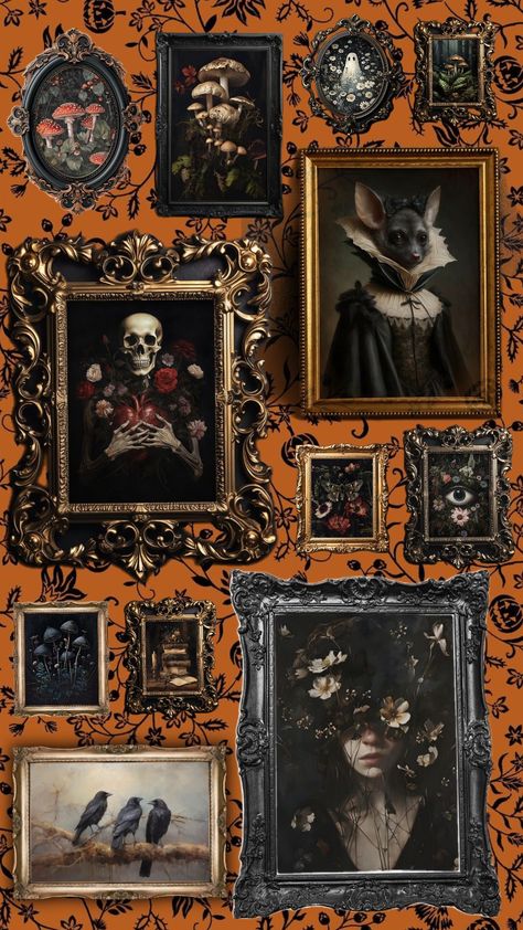 Gallery of the Dark and Odd #art #gothicart #oddities Goth Mural, Walls Collage, Oddities Decor, Odd Art, Psd Free Photoshop, Background Elements, Spooky Stuff, Japanese Horror, 2024 Halloween