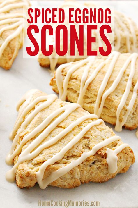 Eggnog Scones Recipe, Eggnog Scones, Christmas Scones, Desserts Holiday, Spiced Eggnog, Scones Recipe Easy, Scones Recipe, Eggnog Recipe, Scone Recipe