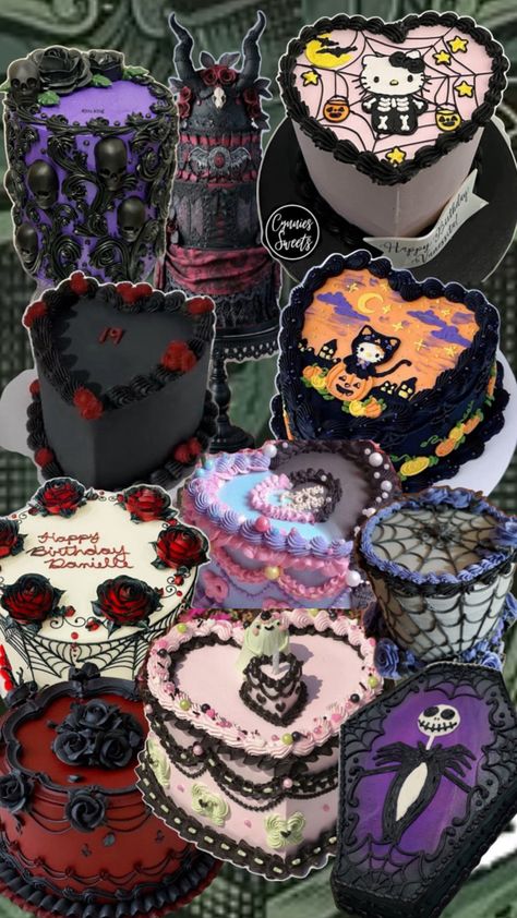 Birthday cake ideas for Emos, Goths and Scene peeps Emo Birthday, Victorian Birthday, Goth Cakes, Birthday Cake Ideas, Cakes For Men, Birthday Cakes, Cake Ideas, Nail Inspo, Cupcake Cakes