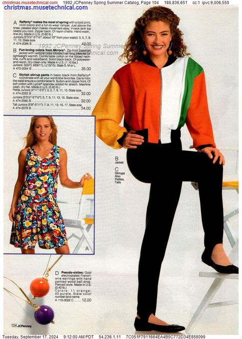 1992 JCPenney Spring Summer Catalog, Page 104 - Catalogs & Wishbooks Jcpenney Catalog, 90s Stuff, Vintage Outfits 90s, Stirrup Pants, Outfits 90s, 80s And 90s Fashion, 1990s Fashion, 1990's Fashion, Cute Easy Drawings