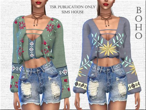 Sims 4 Cc Boho Hair, Sims 4 Beach Cc Clothes, Sims 4 Cc Beach Clothes, Boho Toddler Clothes, 1970 Outfits, Sims4 Clothing, House Sims 4, Sims Fashion, Sims 4 Characters