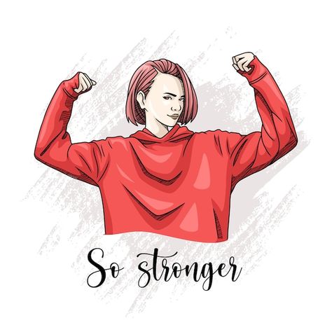 Hand drawing of strong woman | Premium Vector #Freepik #vector #hand-drawn-girl #strong-girl #girl-illustration #women-empowerment Strong Woman Drawing, Independent Girls, Girl Empowerment, Strong Girl, Girl Illustration, Strong Girls, Strong Woman, Vector Hand, Hand Drawing