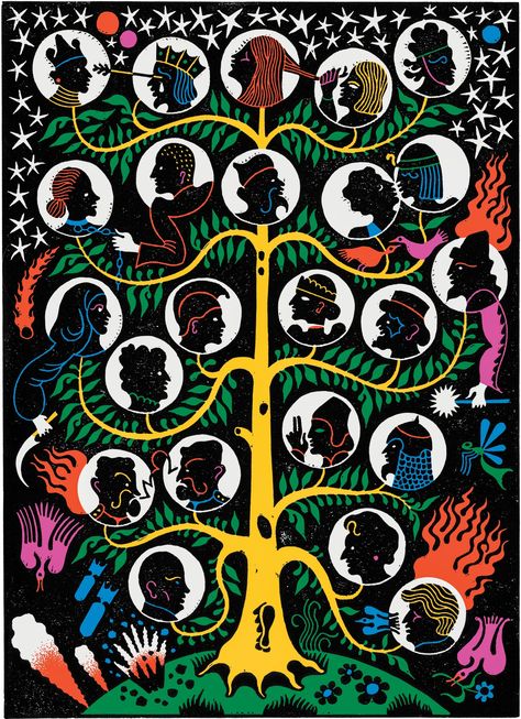 Family Tree Graphic Design, Family Tree Illustration, Tree Of Life Illustration, Heritage Illustration, Family Tree Graphic, Books Of 2023, Colours Painting, Relief Printmaking, Rough Trade