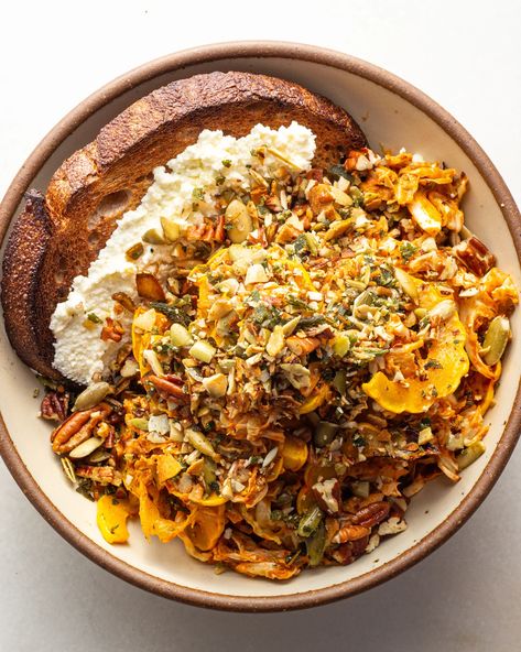 Baked Cabbage Salad with Winter Romesco - Justine Doiron Winter Veggie Meals, Cold Weather Salads, Winter Produce Recipes, Healthy Meals Whole Foods, Fall Cabbage Salad, Fall Cabbage Recipes, Quinoa And Cabbage Recipes, Vegetable Rich Meals, Savoy Cabbage Salad