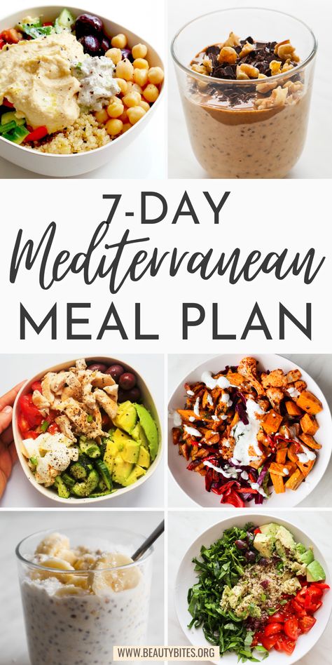 7-Day Mediterranean diet meal plan with healthy Mediterranean recipes for breakfast, lunch, dinner and snacks and a Mediterranean diet grocery list. Start eating clean with this healthy meal plan! Mediterranean Diet Grocery List, Healthy Mediterranean Recipes, Diet Grocery List, Healthy Meal Plan, Mediterranean Diet Meal Plan, Chicken Thigh Recipes Crockpot, 7 Day Meal Plan, Recipes For Breakfast, Healthy Dinner Recipes Chicken