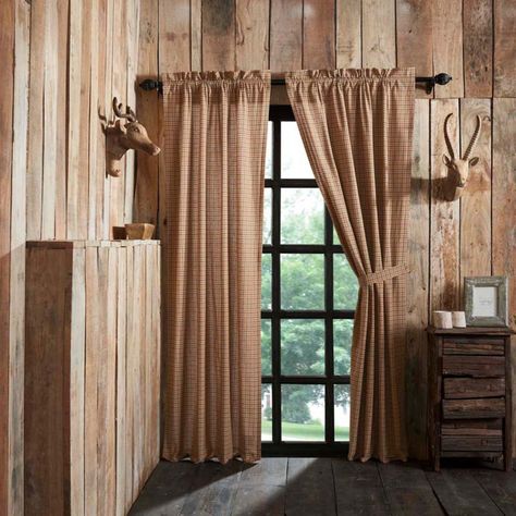 VHC Brands Millsboro Curtain Panel Set Primitive Curtains, Vhc Brands, Rustic Curtains, Window Ideas, Primitive Kitchen, Rustic Lodge, Lined Curtains, Cabin Style, Rod Pocket Curtain Panels