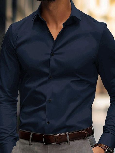 #dress Navy Blue Dress Shirt Outfit Men, Navy Shirt Outfit Men, Blue Shirt Outfit Men, Dark Navy Blue Suit, Navy Blue Suit Men, Blue Outfit Men, Blue Colour Shirt, Mens Business Casual, Navy Blue Dress Shirt