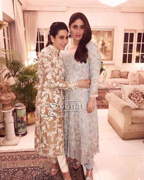 Kareena And Karisma In Manish Malhotra's Ensemble Karishma Kapoor Suits, Manish Malhotra Suits, Sister Bond, Karishma Kapoor, Western Gown, Indian Designer Suits, Anarkali Gown, Manish Malhotra, Indian Couture