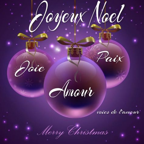 Joyeux Noël. Joie, Amour, Paix. Merry Christmas #bonnesemaine joyeux noel decorations boules de noel violet etoiles hiver fetes Good Day Wishes, Hanging Jars, Happy Merry Christmas, Wishes For Friends, Christmas Words, Christmas Messages, Christmas Gif, Day Wishes, Christmas Quotes