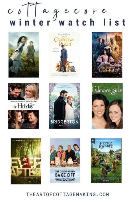 Good Witch Tv Show Aesthetic, Cottage Core Movies List, Cottagecore Movies To Watch, Movies For Winter, Autumn Tv Shows And Movies, Best Winter Movies, Cozy Fall Tv Shows, Movies To Watch In January, January Movie List