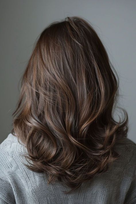 Icy Brown Hair, Rambut Brunette, Brown Hair Color Ideas, Honey Brown Hair, Brown Hair Looks, Medium Brown Hair, Brown Hair Inspo, Layered Haircuts For Medium Hair, Brown Hair Color