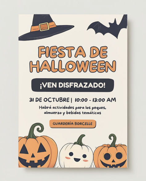 Descarga gratis la plantilla Invitación Vertical Fiesta De Halloween Para Guardería Infantil ilustrativa Naranja y Negro