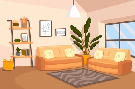 Home interior - background for video con... | Free Vector #Freepik #freevector #flat #flat-design #couch #illustration-background Background For Video, Living Room Vector, Living Room Illustration, Cozy Studio Apartment, Wooden Beams Ceiling, Modern Apartment Living Room, House Elements, Victorian Living Room, Living Room Background