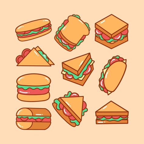 Sandwich Doodle Illustration Pack Sandwich Doodle, Sandwich Drawing, Food Doodles, Beautiful Logos Design, Food Logo Design, Logo Design Art, Make Your Logo, Beautiful Logos, Doodle Illustration