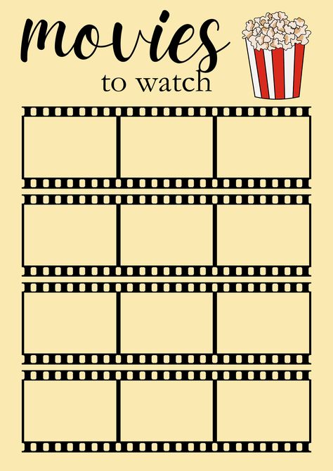 Movies Tracker Bullet Journal, Movie Journal Cover, Movie Review Template Aesthetic, Movie Journal Template, Bullet Journal Movies To Watch, Movie Tracker Bullet Journal, Movie Tracker Template, Movie Bullet Journal, Bullet Journal Films