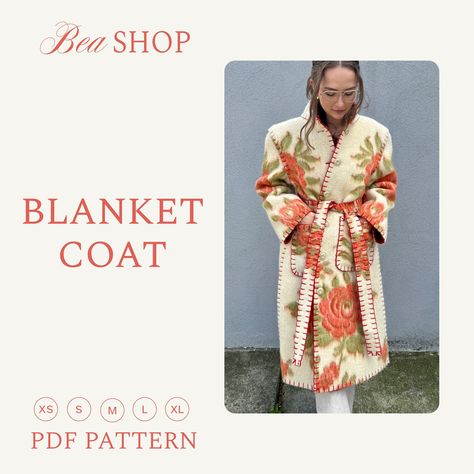 Wool Blanket Coat, Blanket Jacket, Blanket Coat, Vintage Blanket, Blanket Diy, Fabric Christmas Ornaments, Diy Sewing Clothes, Coat Patterns, Blanket Stitch