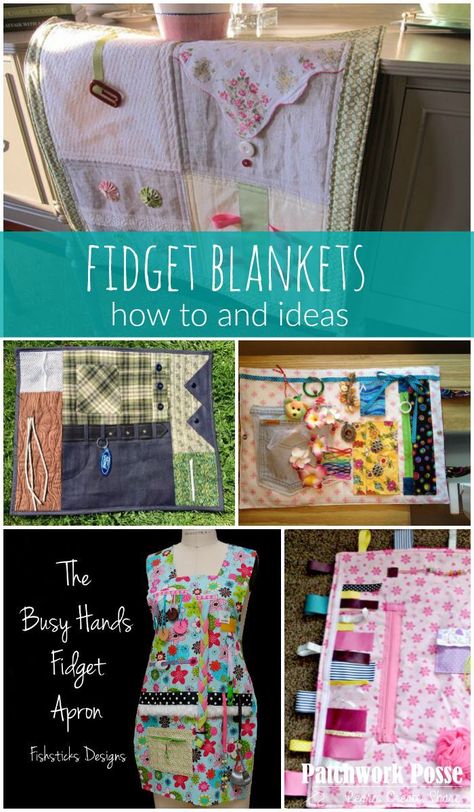 fidget blankets ideas and how tos Sensory Blanket Alzheimers Diy, Fidget Quilts, Alzheimers Activities, Sensory Blanket, Fidget Blankets, Fidget Quilt, Blanket Ideas, Crafts For Seniors, Lap Quilts