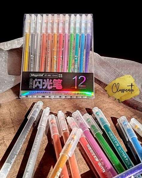 Glitter Pens | Aesthetic Pens | Sparkle Glitter Pen Aesthetic, Pens Aesthetic, Aesthetic Pens, Glitter Gel Pens, Unicorn Life, School Suplies, Aesthetic Dream, Stationery Obsession, Dream Things