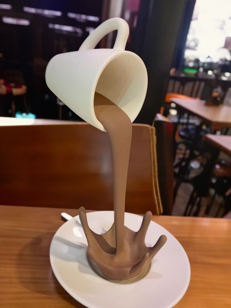 Floating coffee cup sculpture by Stag 3D - MakerWorld Floating Coffee Cup, Cup Sculpture, 3d Printing Projects, Printed Plates, Simple Prints, Still Working, Hello Everyone, Coffee Cup, To Sell