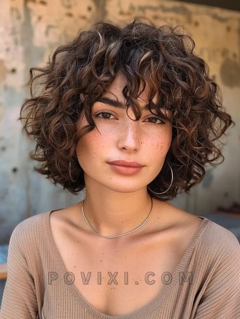 Haircuts for Curly Hair: 33 Styles for Natural Curls, Including Bob, Pixie, and Layered Looks Curly Short Hair Blonde, Short Shaggy Haircuts Choppy Layers Fine Hair Bob Hairstyles Curly, 90s Curly Haircut, Short Curly Layered Hair, French Bob With Bangs Round Faces, Mushroom Bob, Unique Haircuts, Curly Bob Haircut, Layered Curly Haircuts