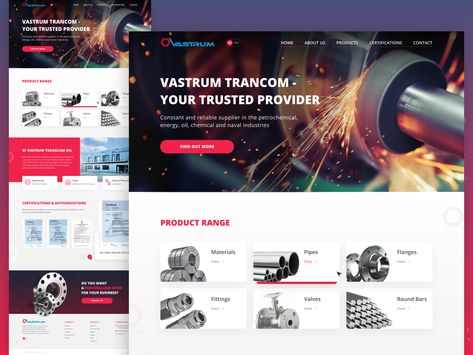 Metal Website Design, Equipment Website Design, Manufacturing Website Design, Plumber Website, Industrial Website, Industrial Website Design Inspiration, Construction Landing Page, Product Page Design, Website Branding Design