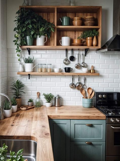 Bodbyn Kitchen, Earthy Homes, Cottage Airbnb, Yellow Kitchen Cabinets, House Renos, Boho Kitchens, Renovation Kitchen, Cosy Kitchen, Loft Kitchen