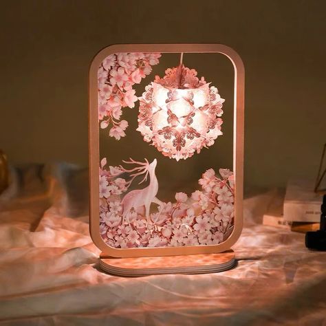 Sakura Furniture, Cherry Blossom Lantern, Cherry Blossom Lamp, Diy Night Light, Diy Lantern, Cherry Blossom Theme, Paint Pencil, Debut Ideas, Cute Night Lights