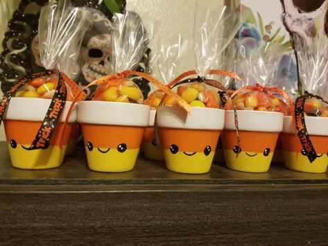 Candy Corn Mini Clay Pots Mini Clay Pots, Corn Painting, Mini Clay, Baby Candy, Clay Baby, Fall Halloween Crafts, Painted Pots, Clay Pots, Candy Corn