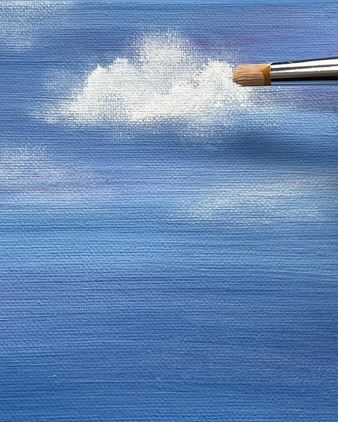 Diy Sky Painting, Acrylic Paint Clouds Tutorial, Cloudy Sky Acrylic Painting, Painting Clouds With Acrylics, How To Paint Clouds With Acrylic Paint, Drawing Clouds Acrylic, Paint Sky Acrylic, How To Paint The Sky, How To Draw Clouds Acrylic