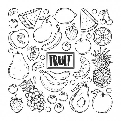 Fruit hand drawn doodle Premium Vector | Premium Vector #Freepik #vector #hand Fruit Doodle Art, Cute Fruit Doodles, Cute Fruit Drawings, Fruits Doodle, List Of Drawing Ideas, Fruit Doodles, Doodles Food, Doodle Fruit, Orange Doodle